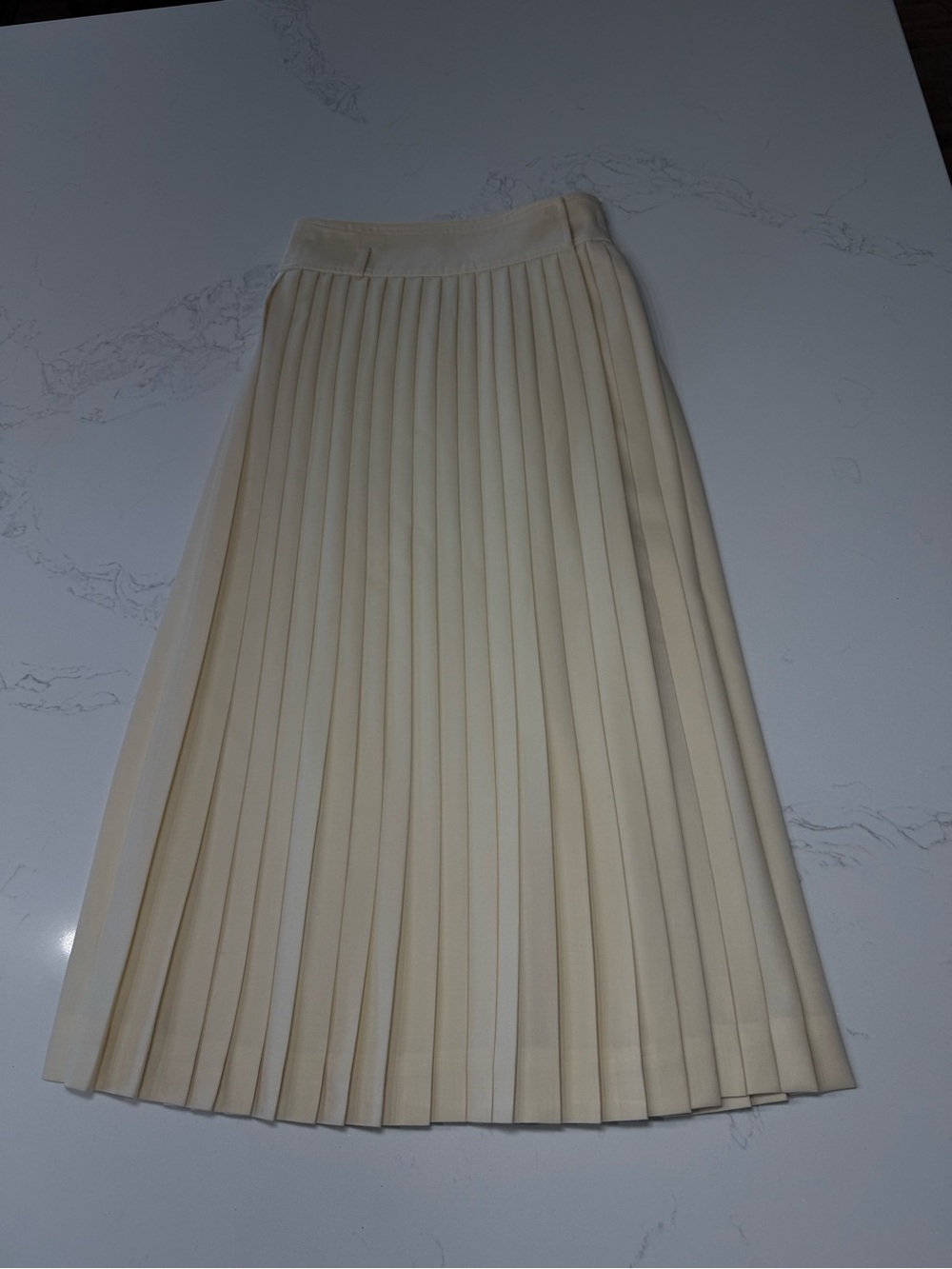 Vintage Linda Allard for Ellen Tracy Pleated cream wool skirt 4
